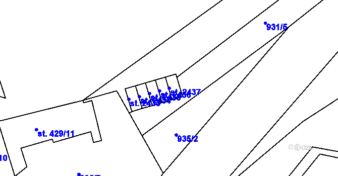 Parcela st. 2437 v KÚ Choceň, Katastrální mapa