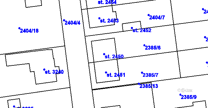 Parcela st. 2450 v KÚ Choceň, Katastrální mapa