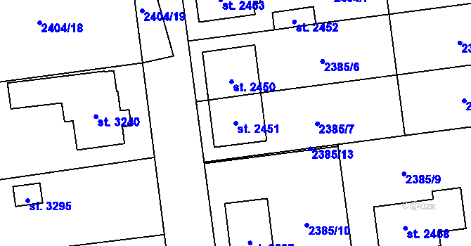 Parcela st. 2451 v KÚ Choceň, Katastrální mapa