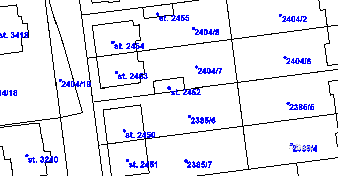 Parcela st. 2452 v KÚ Choceň, Katastrální mapa