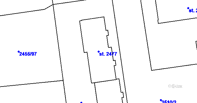 Parcela st. 2477 v KÚ Choceň, Katastrální mapa