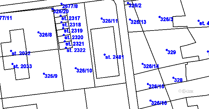 Parcela st. 2481 v KÚ Choceň, Katastrální mapa