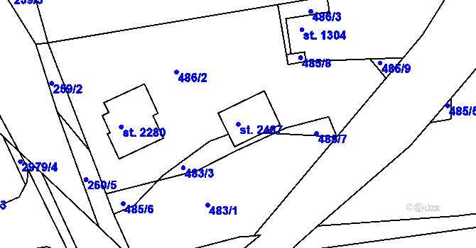 Parcela st. 2487 v KÚ Choceň, Katastrální mapa