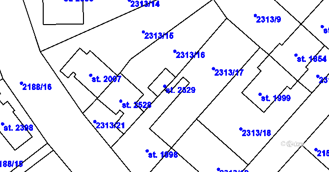 Parcela st. 2529 v KÚ Choceň, Katastrální mapa
