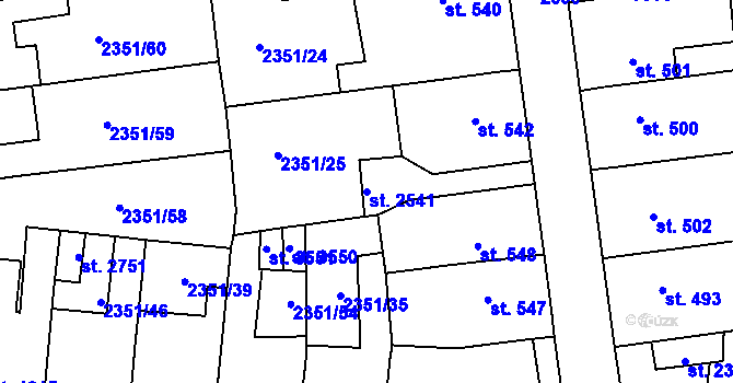 Parcela st. 2541 v KÚ Choceň, Katastrální mapa