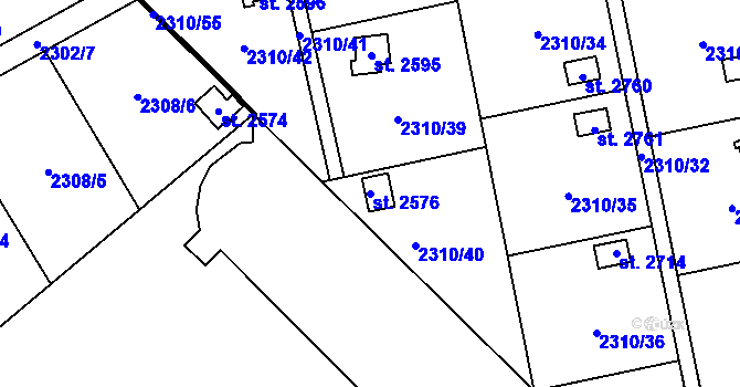 Parcela st. 2576 v KÚ Choceň, Katastrální mapa