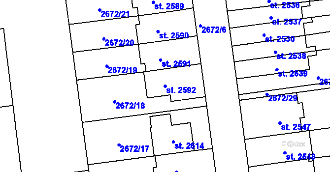 Parcela st. 2592 v KÚ Choceň, Katastrální mapa