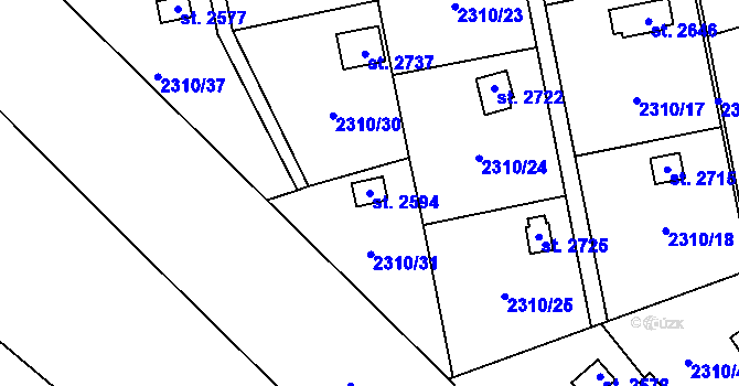 Parcela st. 2594 v KÚ Choceň, Katastrální mapa
