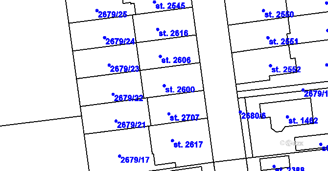 Parcela st. 2600 v KÚ Choceň, Katastrální mapa
