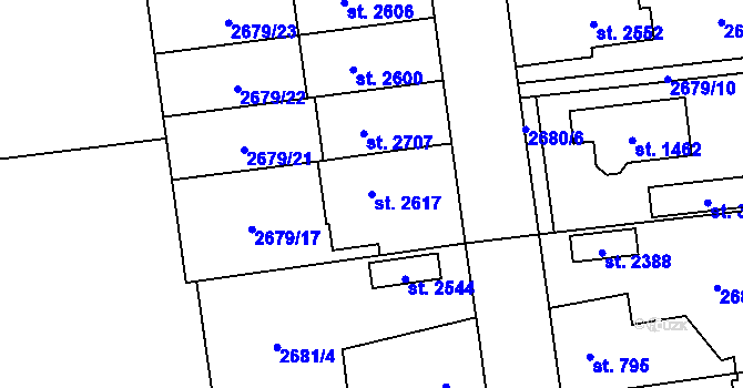 Parcela st. 2617 v KÚ Choceň, Katastrální mapa