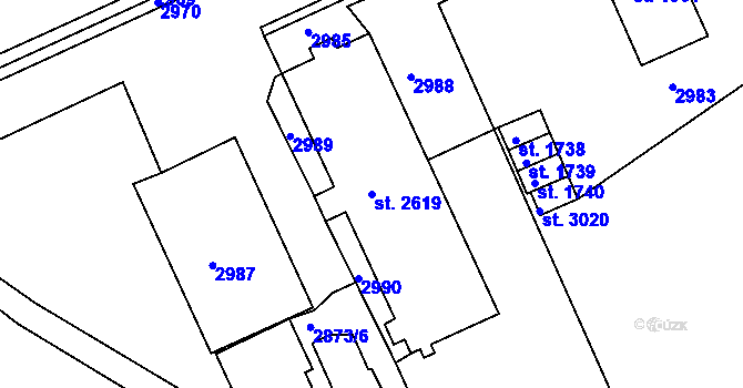 Parcela st. 2619 v KÚ Choceň, Katastrální mapa