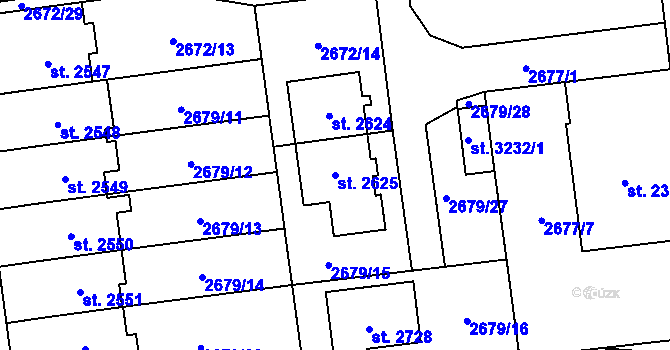 Parcela st. 2625 v KÚ Choceň, Katastrální mapa
