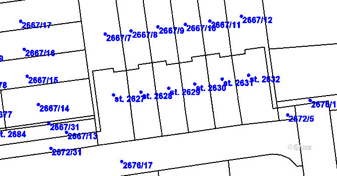 Parcela st. 2629 v KÚ Choceň, Katastrální mapa