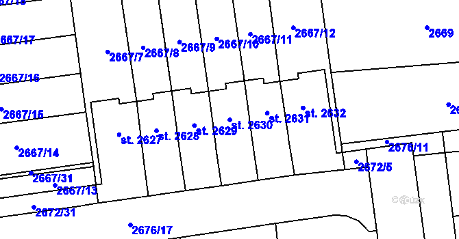 Parcela st. 2630 v KÚ Choceň, Katastrální mapa