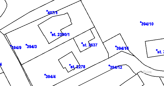 Parcela st. 2637 v KÚ Choceň, Katastrální mapa