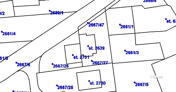 Parcela st. 2639 v KÚ Choceň, Katastrální mapa