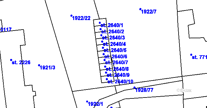 Parcela st. 2640/6 v KÚ Choceň, Katastrální mapa
