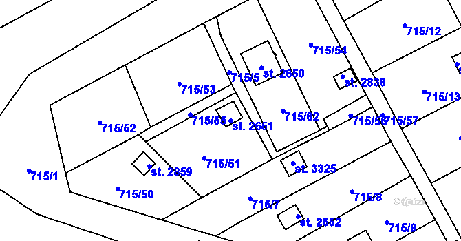 Parcela st. 2651 v KÚ Choceň, Katastrální mapa