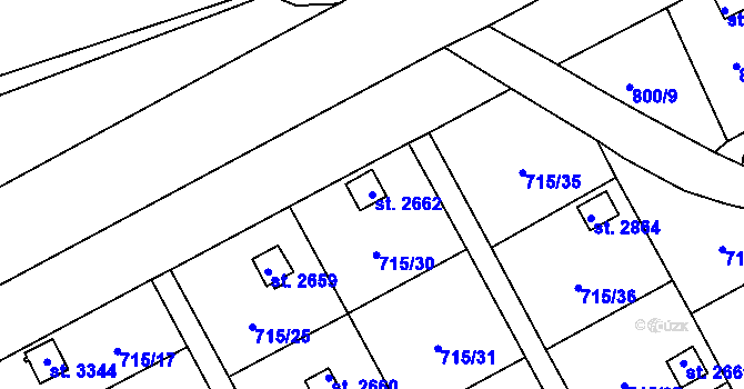 Parcela st. 2662 v KÚ Choceň, Katastrální mapa