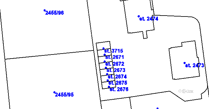 Parcela st. 2671 v KÚ Choceň, Katastrální mapa