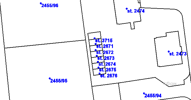 Parcela st. 2672 v KÚ Choceň, Katastrální mapa