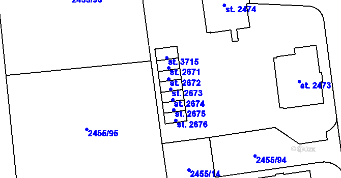 Parcela st. 2673 v KÚ Choceň, Katastrální mapa