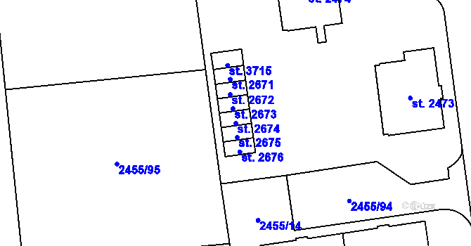 Parcela st. 2674 v KÚ Choceň, Katastrální mapa