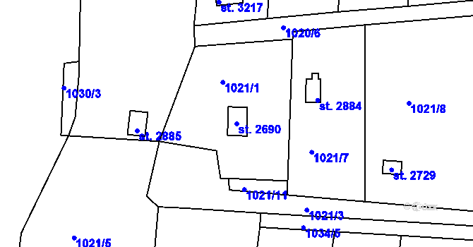 Parcela st. 2690 v KÚ Choceň, Katastrální mapa