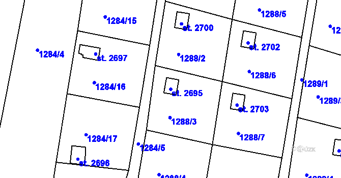 Parcela st. 2695 v KÚ Choceň, Katastrální mapa