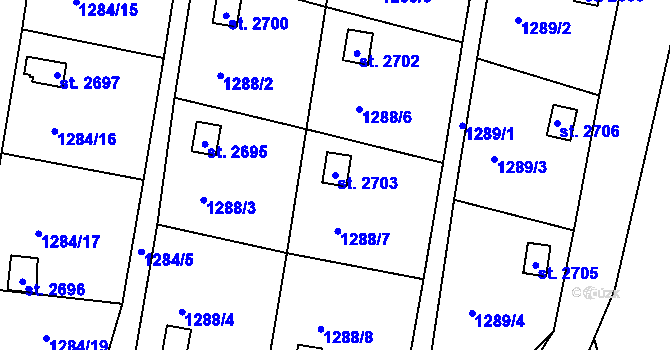 Parcela st. 2703 v KÚ Choceň, Katastrální mapa