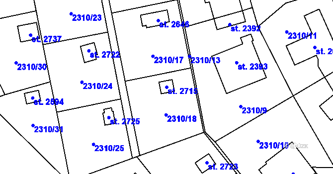 Parcela st. 2715 v KÚ Choceň, Katastrální mapa