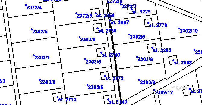 Parcela st. 2740 v KÚ Choceň, Katastrální mapa