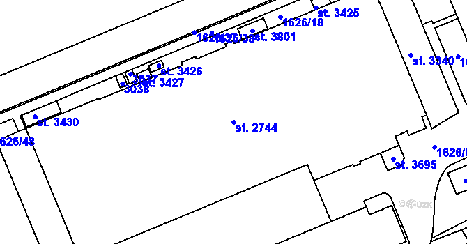 Parcela st. 2744 v KÚ Choceň, Katastrální mapa