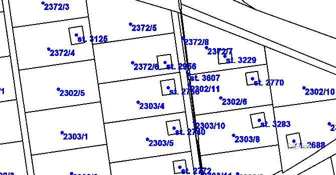 Parcela st. 2756 v KÚ Choceň, Katastrální mapa