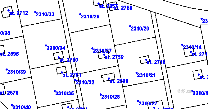 Parcela st. 2759 v KÚ Choceň, Katastrální mapa