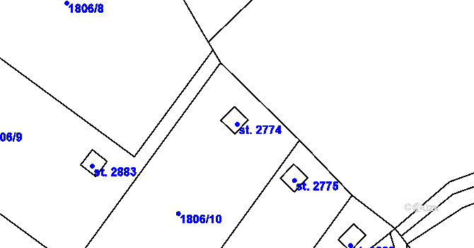 Parcela st. 2774 v KÚ Choceň, Katastrální mapa