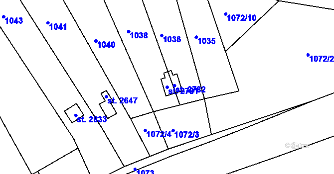 Parcela st. 2781 v KÚ Choceň, Katastrální mapa