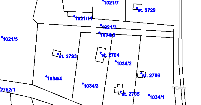 Parcela st. 2784 v KÚ Choceň, Katastrální mapa