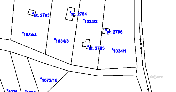 Parcela st. 2785 v KÚ Choceň, Katastrální mapa