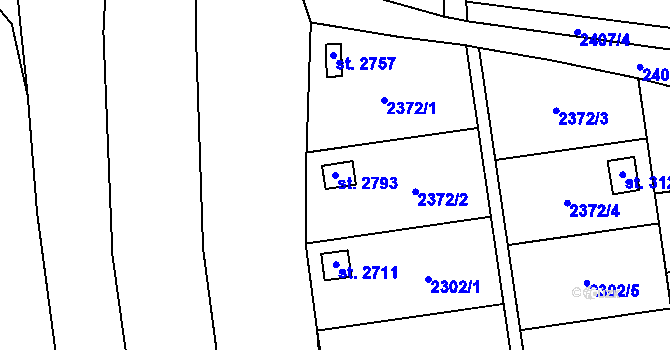 Parcela st. 2793 v KÚ Choceň, Katastrální mapa