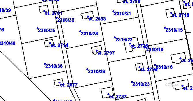 Parcela st. 2797 v KÚ Choceň, Katastrální mapa