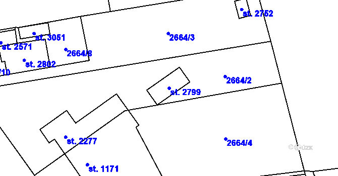 Parcela st. 2799 v KÚ Choceň, Katastrální mapa