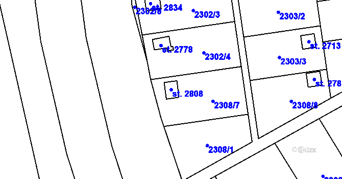 Parcela st. 2808 v KÚ Choceň, Katastrální mapa