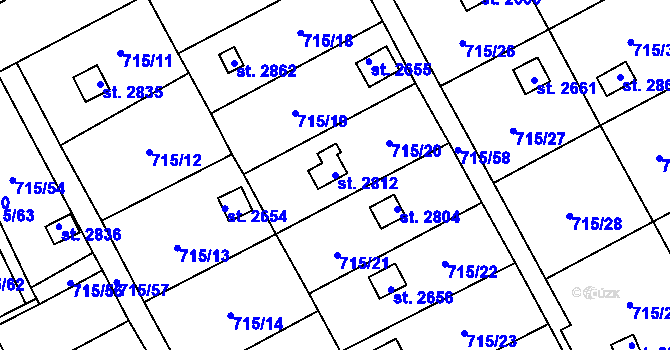 Parcela st. 2812 v KÚ Choceň, Katastrální mapa
