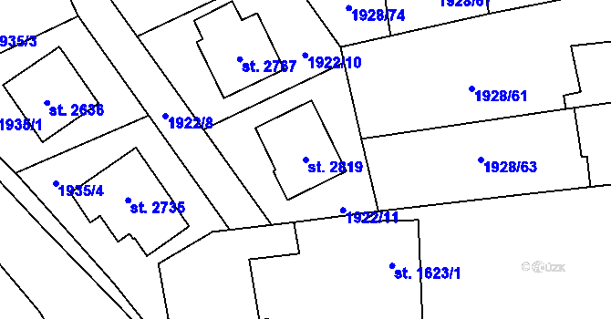 Parcela st. 2819 v KÚ Choceň, Katastrální mapa