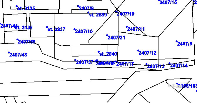 Parcela st. 2840 v KÚ Choceň, Katastrální mapa