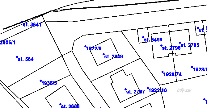 Parcela st. 2849 v KÚ Choceň, Katastrální mapa