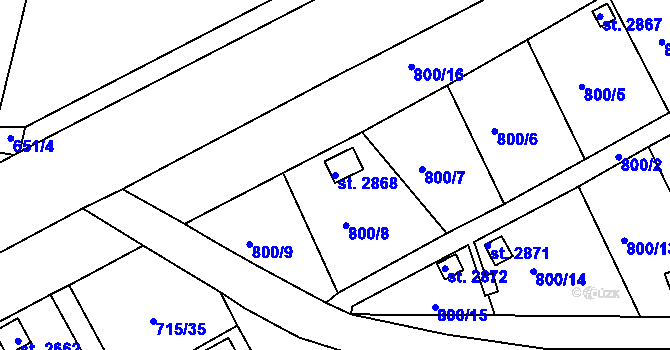 Parcela st. 2868 v KÚ Choceň, Katastrální mapa