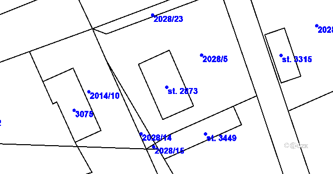 Parcela st. 2873 v KÚ Choceň, Katastrální mapa