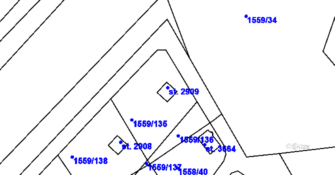 Parcela st. 2909 v KÚ Choceň, Katastrální mapa